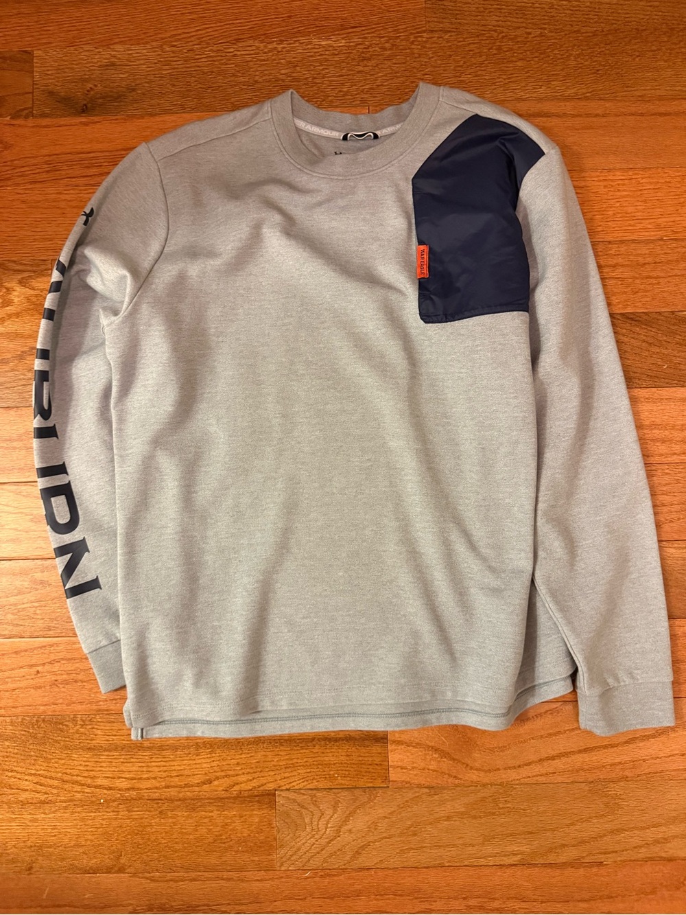 Auburn Baseball Under Armour Gray Long-Sleeve Shirt with Navy Chest Patch